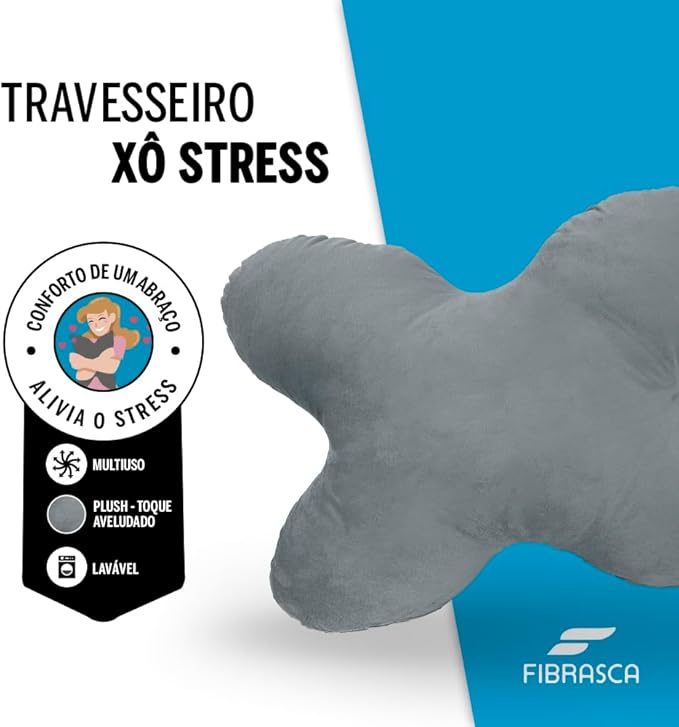 Travesseiro Multiuso Xô Stress Fibra Grafite 50X70 Fibrasca