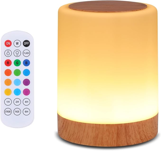 Luminária de mesa de cabeceira sensível ao toque, 13 cores RGB e 5 brilho