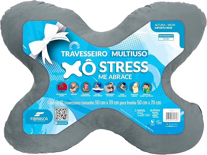 Travesseiro Multiuso Xô Stress Fibra Grafite 50X70 Fibrasca